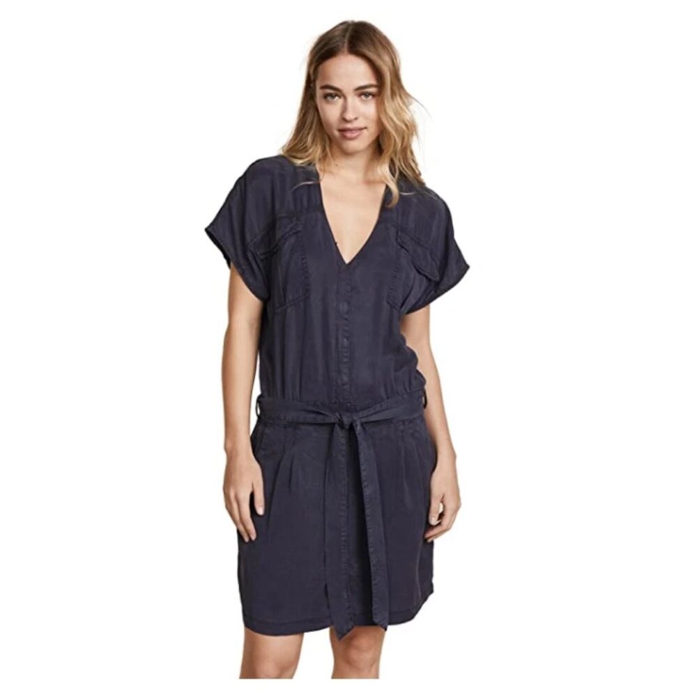 NWT Splendid Women's Belted V-Neck Cargo Dress Vintage Ink Size XS $140 X230